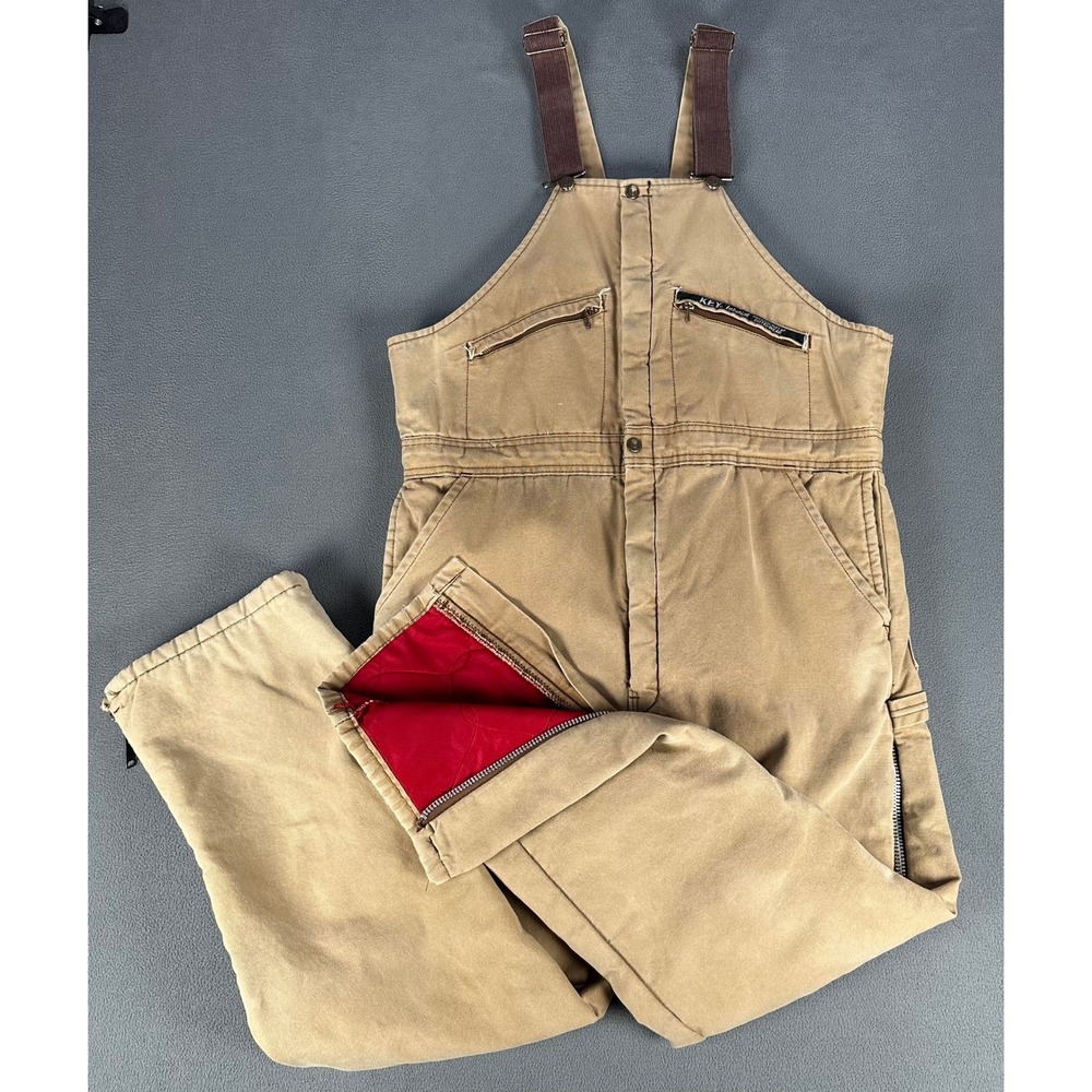 Key Overalls Coverall Large Brown Khaki Canvas Vintage Insulated Red Lining